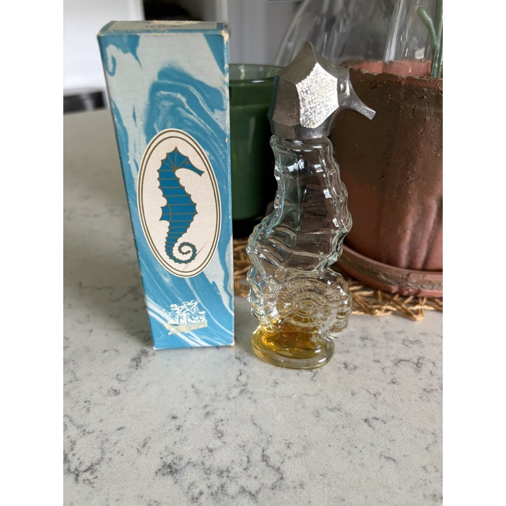 VTG 1970s Avon Sea Horse Here's my Heart Cologne Decanter w/ box Ocean Nautical